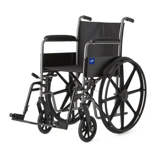 Medline K1 Manual Wheelchair with Full Length Arms and Swing-Away Footrests